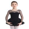 Agoky Kids Girl's Long Sleeves Gymnastics Ballet Dance Leotard Dress Polka Dots Mesh Dancewear Costumes Black 6 view 2
