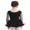 Agoky Kids Girl's Long Sleeves Gymnastics Ballet Dance Leotard Dress Polka Dots Mesh Dancewear Costumes Black 6 view 3
