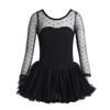 Agoky Kids Girl's Long Sleeves Gymnastics Ballet Dance Leotard Dress Polka Dots Mesh Dancewear Costumes Black 6 view 4