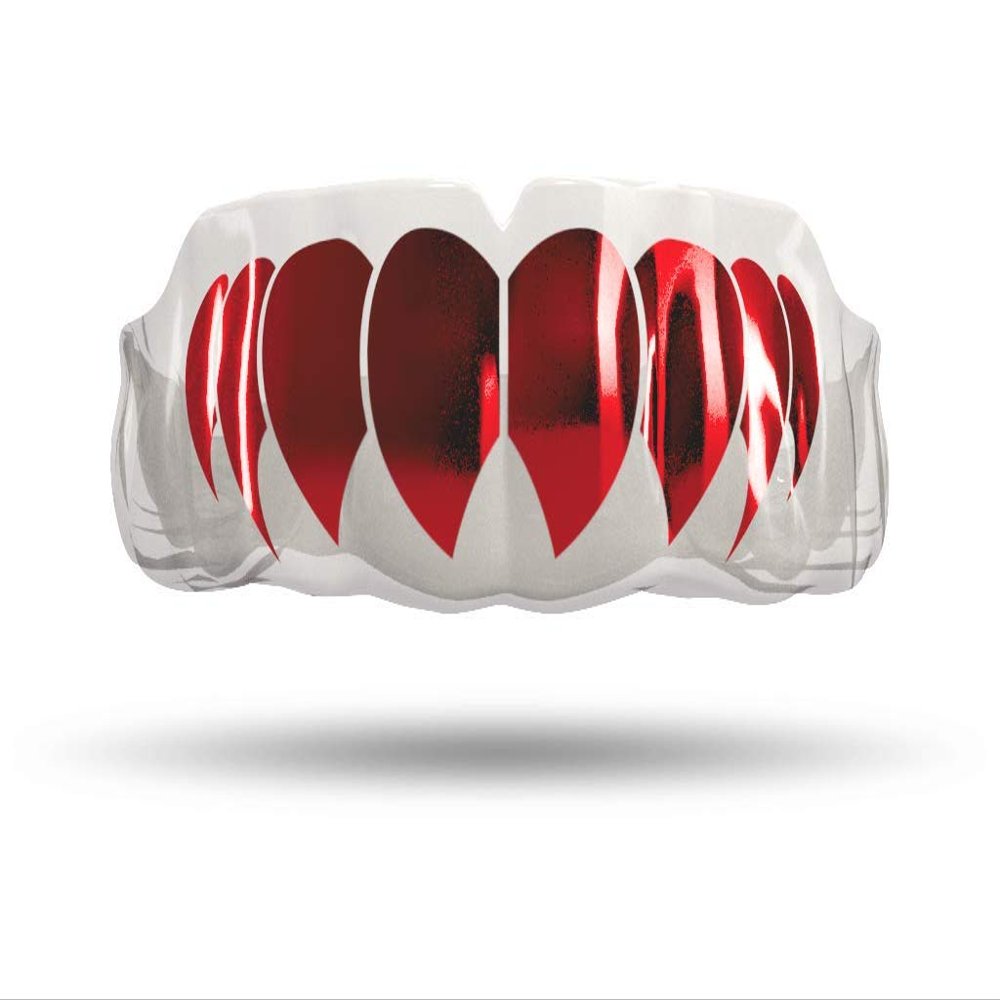 Impact Custom Professional MMA/Boxing/Muaythai Mouthguard Chrome Series (Clear) Red Fang- Boxing MMA