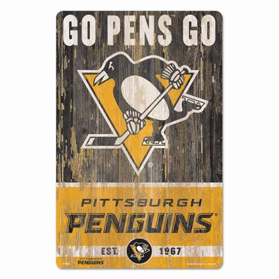 Wincraft NHL Pittsburgh Penguins 11x17 Wood Sign, Team Color, One Size