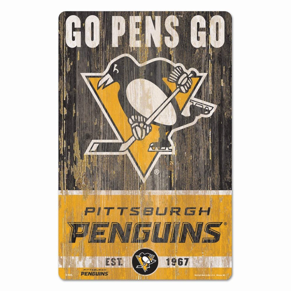 Wincraft NHL Pittsburgh Penguins 11x17 Wood Sign, Team Color, One Size