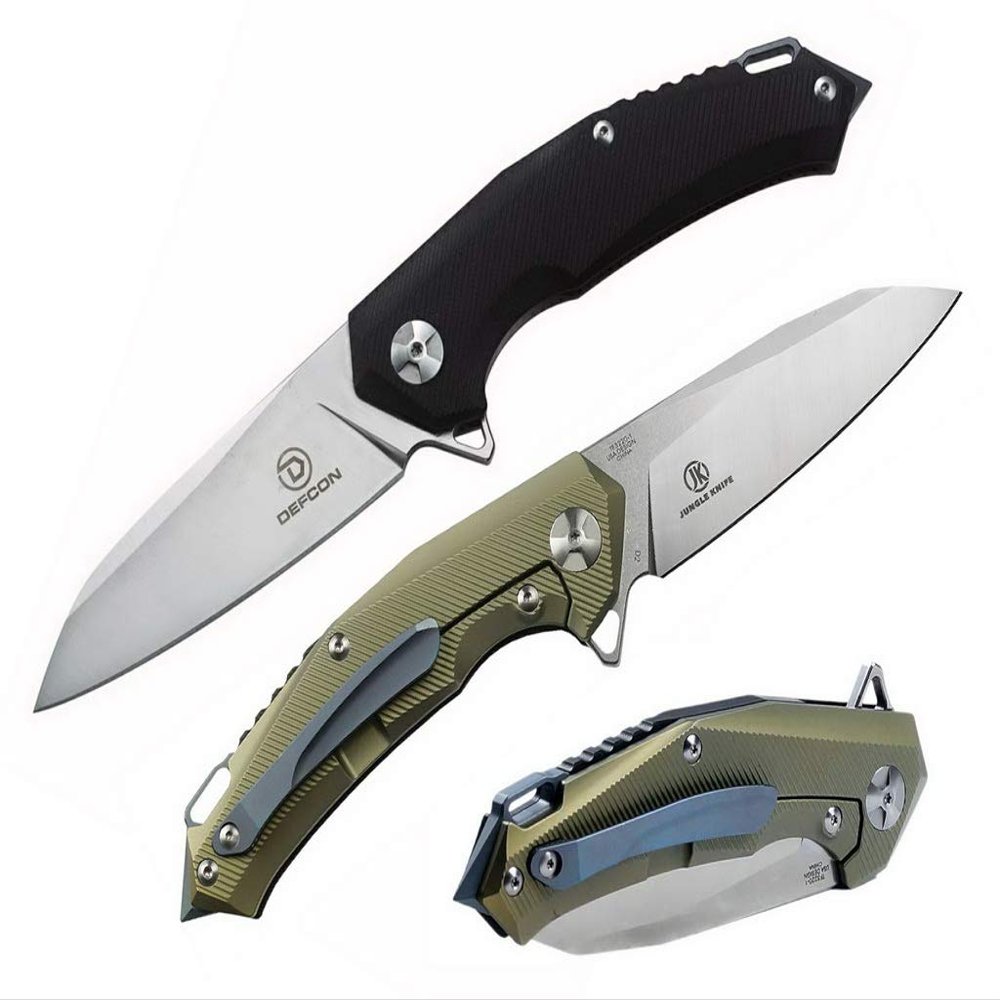 DEFCON Jungle Knife Series Hybrid D2 Titanium EDC Folding Pocket Tactical Knife (TF3220-1)