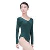 118141029 Princess Cut Line Long Sleeve V Back Ballet Leotards Baiwu (M 165, Dark Green) view 2