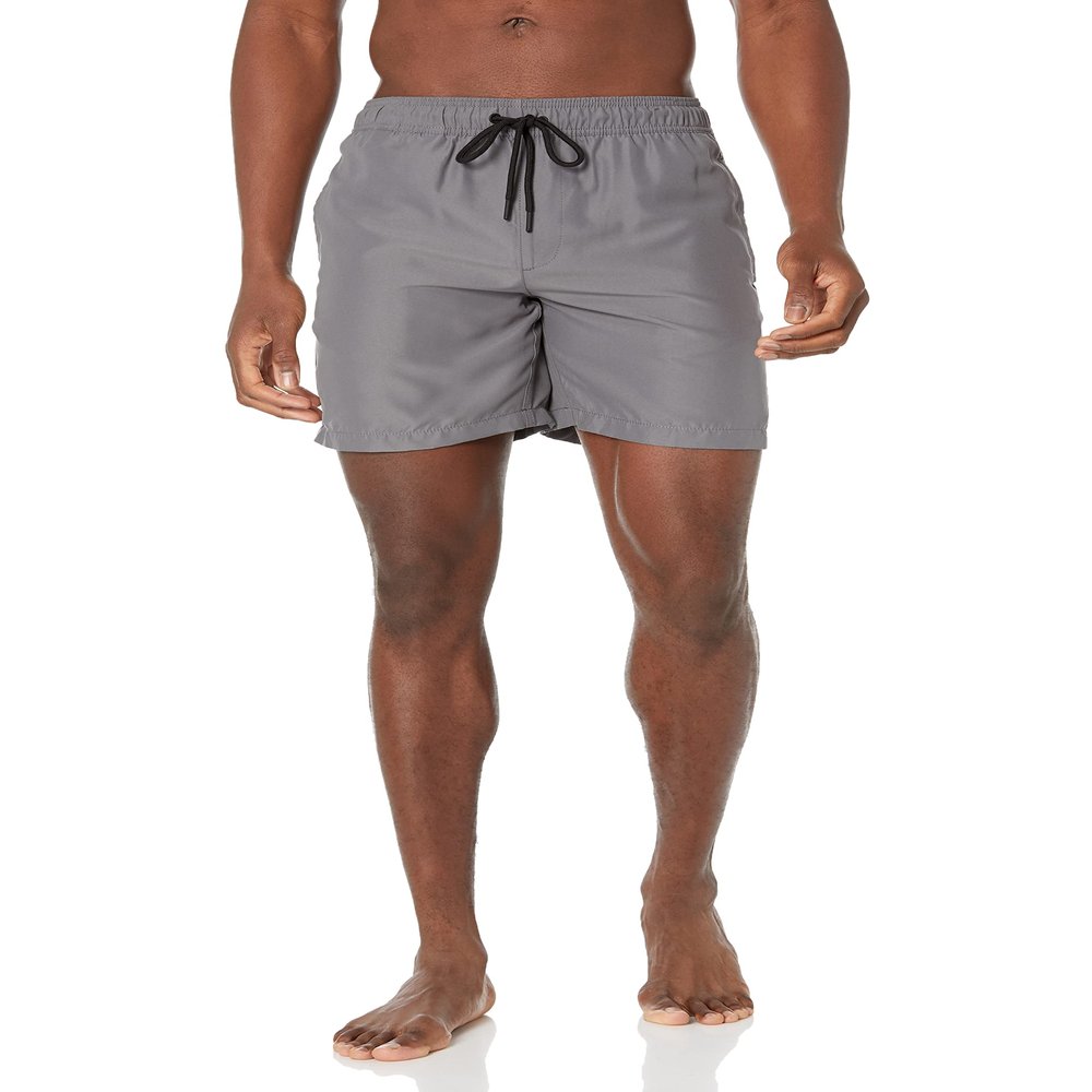 Amazon Essentials Men's Swim Trunks with Mesh Lining, Pockets, Drawstring Closure, Charcoal, Large