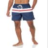 Amazon Essentials Men's 7" Swim Trunks with Mesh Lining, Pockets, Drawstring Closure, Navy Red White Stripe, Large view 1