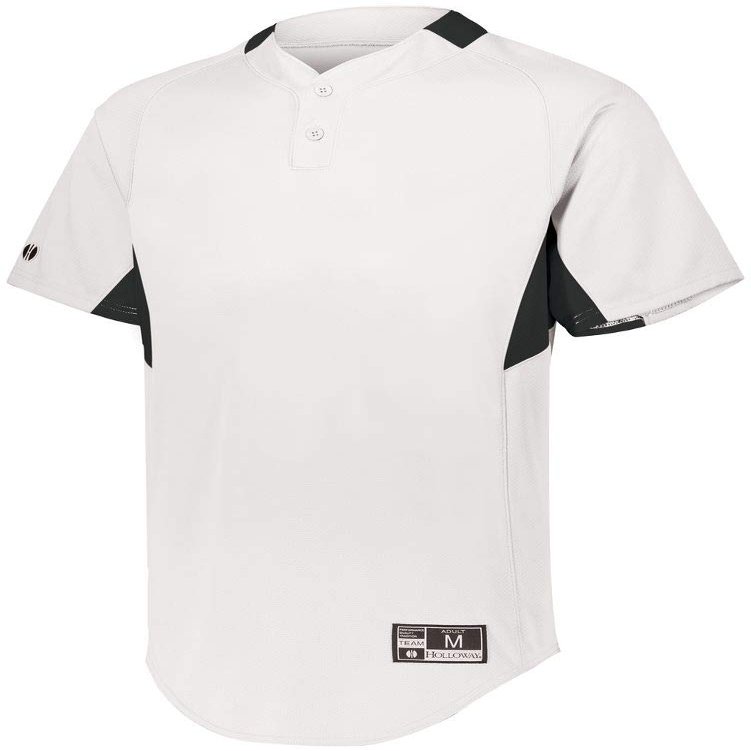 Holloway Youth Game7 Two-Button Baseball Jersey L White/Black