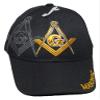 AES Mason Masonic Freemason (Grey Shadow) Black/Gold Masonic Lodge Embroidered Ball Cap Hat. view 3