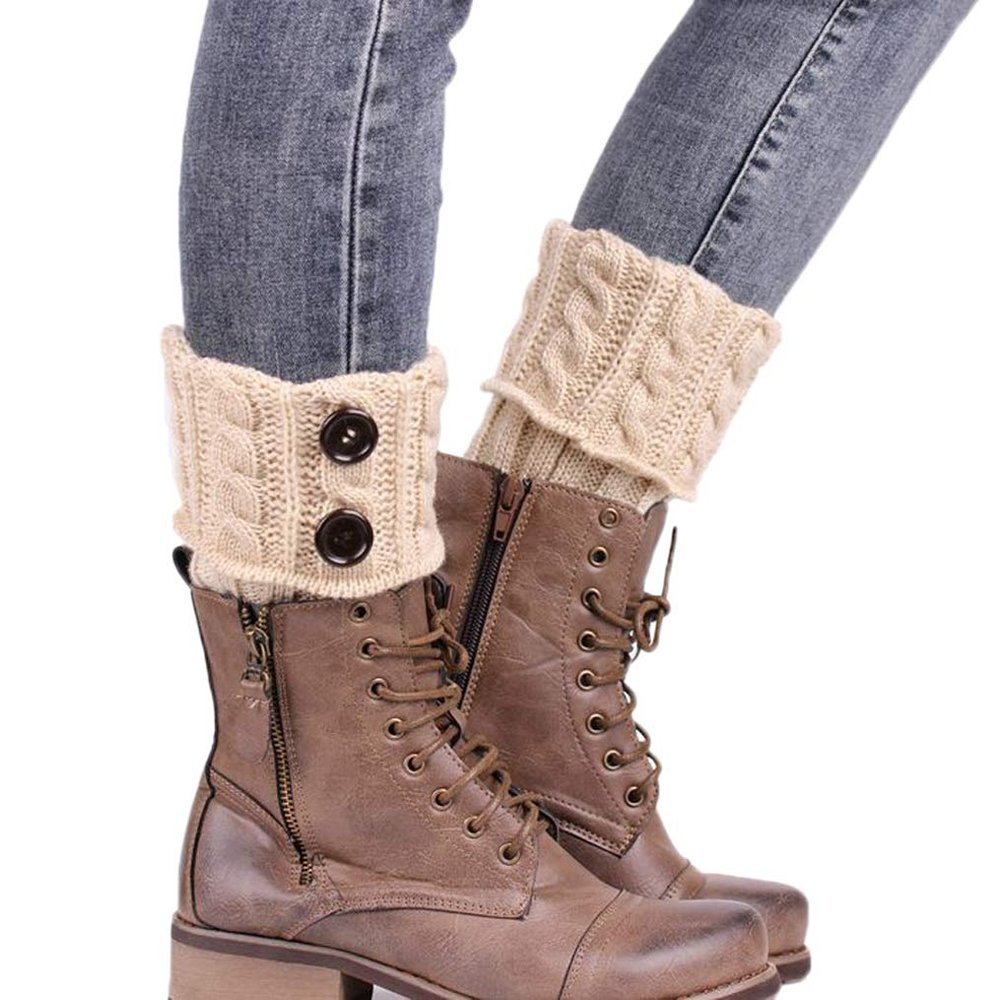 Ealafee Cable Knit Leg Warmers for Women Crochet Long Socks Winter Women Christmas Socks