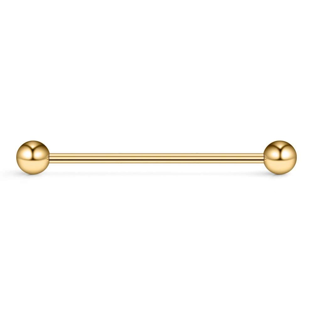 14G Industrial Barbell Cartilage Earring Body Piercing Jewelry 38mm (Gold I.P)