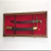 sfDisplay.com,LLC. Single Sword & Scabbard Display Case Cabinet Wall Rack Custom Colors - Lockable (Walnut Finish w/LED, Red Felt Background) view 2