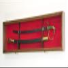 sfDisplay.com,LLC. Single Sword & Scabbard Display Case Cabinet Wall Rack Custom Colors - Lockable (Walnut Finish w/LED, Red Felt Background) view 3