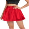 Women's Shiny Flared Pleated Mini Skater Skirt (L, Red) view 3