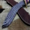 15 Inches Long Hand Forged Damascus Steel Kukri Knife, 10" Long Blade, Custom Made Hand Crafted Scale with Engraved Brass, Includes Cow Hide Leather Sheath (Colored Bone) view 3