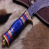 15 Inches Long Hand Forged Damascus Steel Kukri Knife, 10" Long Blade, Custom Made Hand Crafted Scale with Engraved Brass, Includes Cow Hide Leather Sheath (Colored Bone) view 4