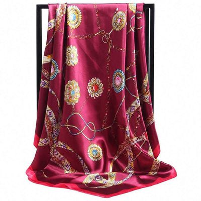 Tinpia Womens Scarves Silk Print Foulard Satin Square Head Shawls Bandana Muslim Hijab