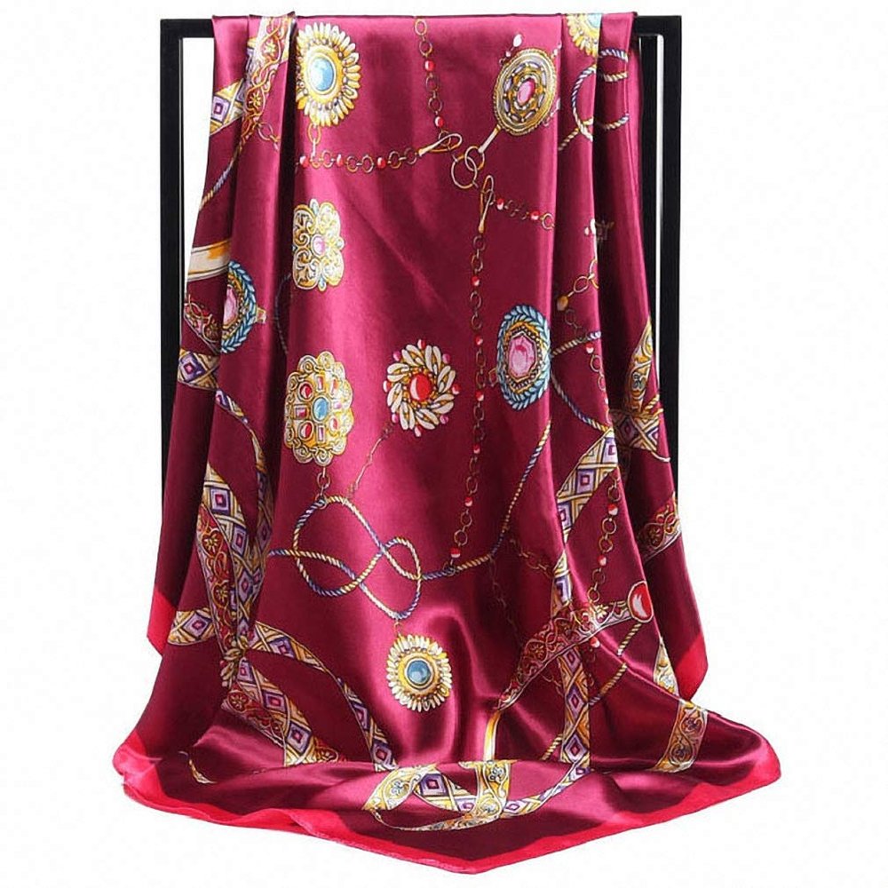 Tinpia Womens Scarves Silk Print Foulard Satin Square Head Shawls Bandana Muslim Hijab