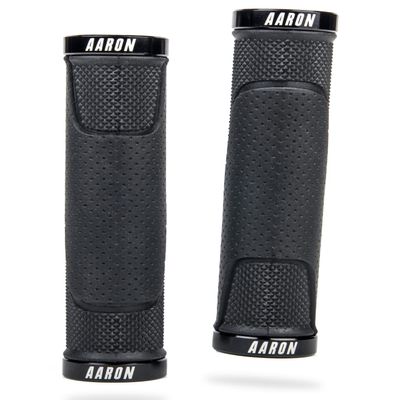 Aaron - Lock-on MTB Bike Grips - Non-Slip Rubber - Sporty and Trendy Design - Gel/with End Caps - for Mountain Bike/Mountain Bike/E-Bike/Fixie/Other - Black