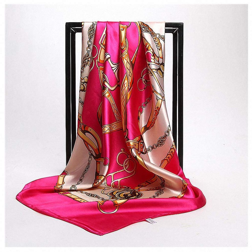 Tinpia Womens Scarves Silk Print Foulard Satin Square Head Shawls Bandana Muslim Hijab