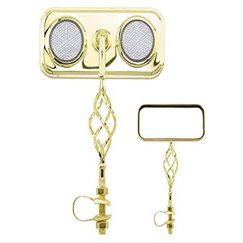 Rectangle Cage Mirror Gold with Clear Reflectors. Bike Mirror, Bicycle mirror, bike parts, bicycle parts