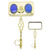 Rectangle Cage Mirror Gold with Blue Reflectors. Bike Mirror, Bicycle mirror, bike parts, bicycle parts view 1