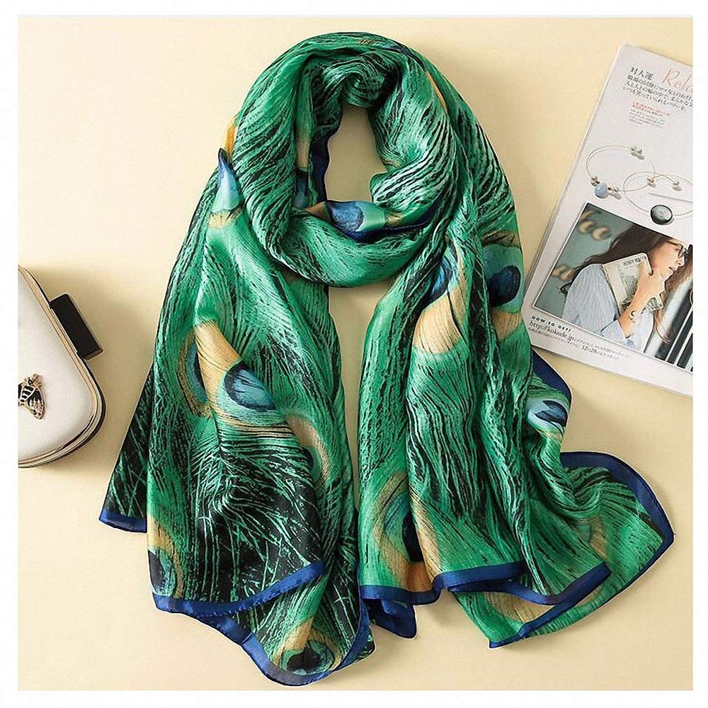 Tinpia Womens Scarves Fashion Scarf Luxury 100% Silk Scarf Women Scarves Shawl Print Hijab Wrap 180 * 90 Cm 38
