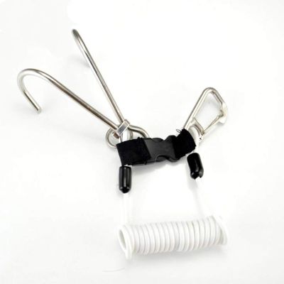 GFSP Scuba Snorkeling Reef Diving Hook 316 Stainless Steel Double Hook with Spiral Coil Lanyardand (White)