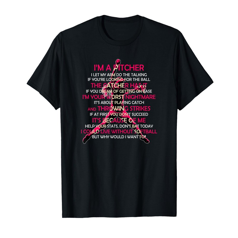 I'm A Pitcher Softball Pitcher's Prayer T-Shirt, Men, Black, Small
