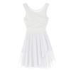 Agoky Women's Asymmetric Chiffon Lyrical Ballet Dance Gymnastics Leotard Dress Flowy High-Low Skirt White Small view 4