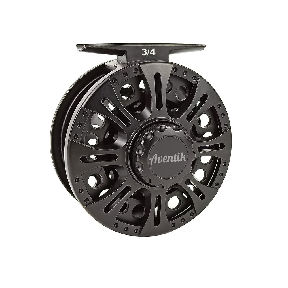 Aventik Z Fly Reel Center Drag System Classic III Graphite Large Arbor Sizes 3/4, 5/6, 7/8 Fly Fishing Reels(3/4)