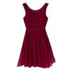 Agoky Women's Asymmetric Chiffon Lyrical Ballet Dance Gymnastics Leotard Dress Flowy High-Low Skirt Wine Red Large view 4