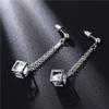 Worry-Free Shopping 18K Gold-Plated Hollow Box with Simulation Diamond Dangle Earring+Nekclace Set (White Gold) view 3