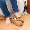 LA PLAGE Men's Moccasin Slippers Memory Foam Warm Plush House Slippers, Indoor Outdoor Comfortable Winter House Shoes 8 US Black view 2