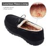 LA PLAGE Men's Moccasin Slippers Memory Foam Warm Plush House Slippers, Indoor Outdoor Comfortable Winter House Shoes 8 US Black view 3