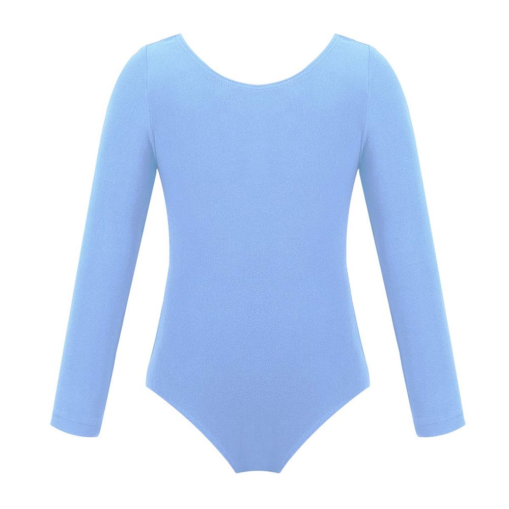 Alvivi Kids Girls Basic Long Sleeve Leotard Ballet Dance Gymnastics Leotard Cotton Bodysuit Dancewear Blue 8