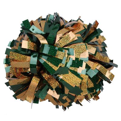 ICOCHEER Cheerleading Pom Poms Metalic Holographic Cheerleader 6 inch 1 Pair 2 Pieces (Green/Gold)