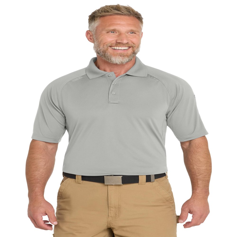 CornerStone Unisex Select Lightweight Snag-Proof Tactical Polo | Short Sleeve Work Shirt for Men & Women, Pen Slot, Mic Clip, Light Grey, 3X-Large