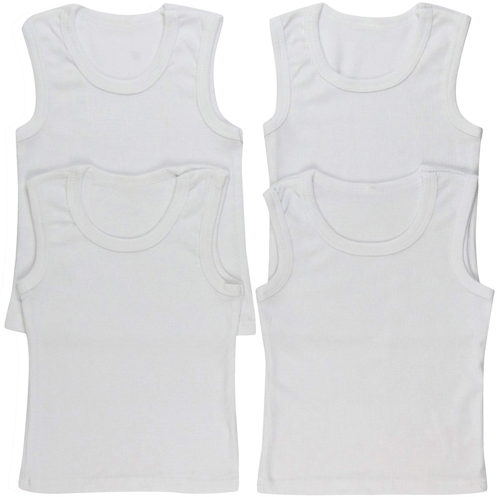 ToBeInStyle Boys' 4 Pack Double Hem Tank Tops - Ribbed White - 6-9 Months