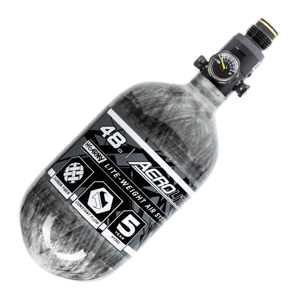 HK Army Aerolite HPA Air System - 48ci/4500psi Lightweight Carbon Fiber Tank with 800psi Regulator for Paintball & Airsoft Gear - Clear