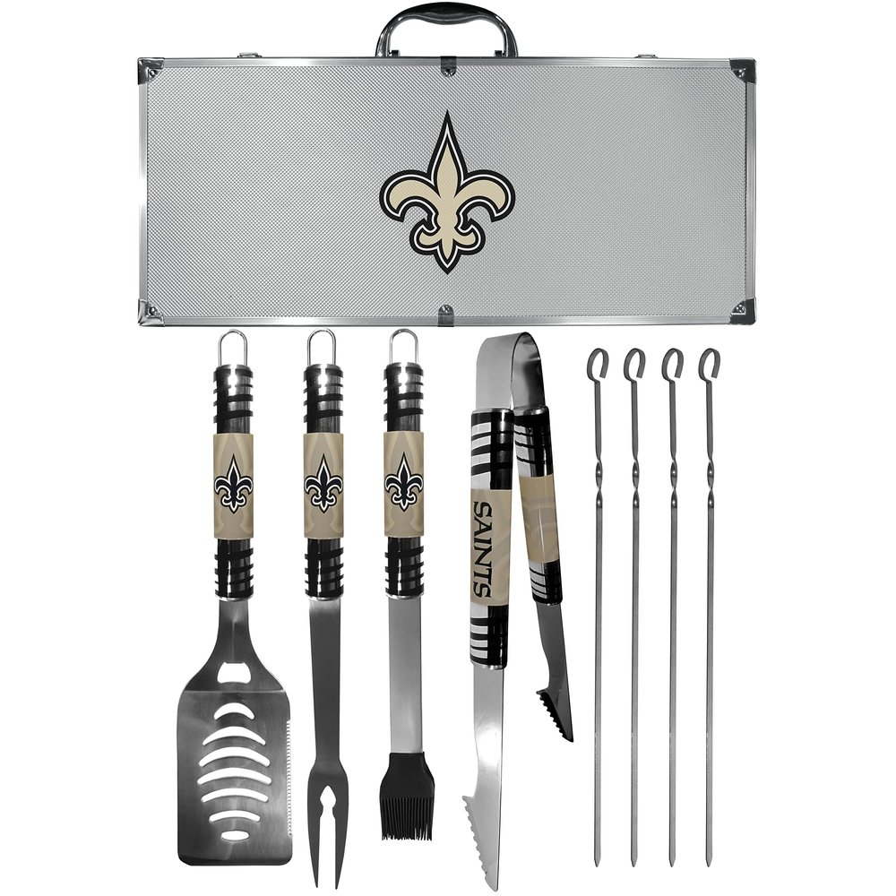NFL Siskiyou Sports Fan Shop New Orleans Saints Steel Tailgater BBQ Set w/Case 8 piece Gray