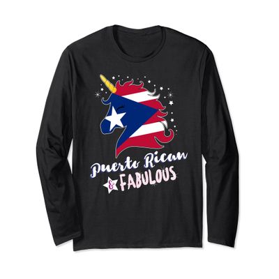 Puerto Rico Flag Puerto Rican Unicorn Long Sleeve Tshirt