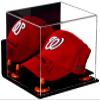 Better Display Cases Acrylic Baseball Cap Display Case with Mirror, Wall Mount and Orange Risers (A006-OR) view 1
