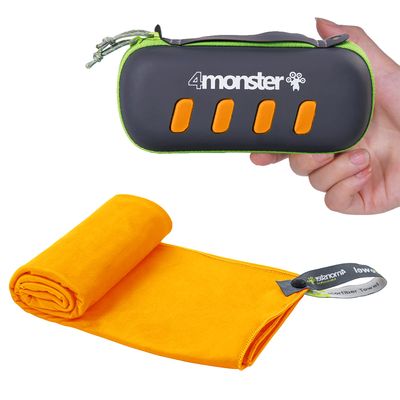 4Monster Microfiber Towel, Travel Towel, Camping Towel, Fast Drying, Soft Light Weight, Suitable for Gym, Beach, Swimming, Backpacking and More (Orange, Large (26 x 55.1 inches))