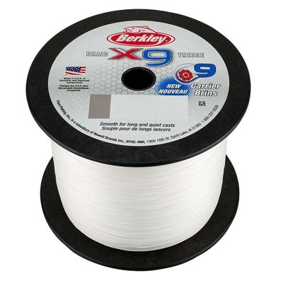 Berkley x9 Braid Superline, Crystal, 80lb test | 100 lbC | 45.6kg, 2188yd | 2000m Fishing Line, Suitable for Freshwater and Saltwater Environments