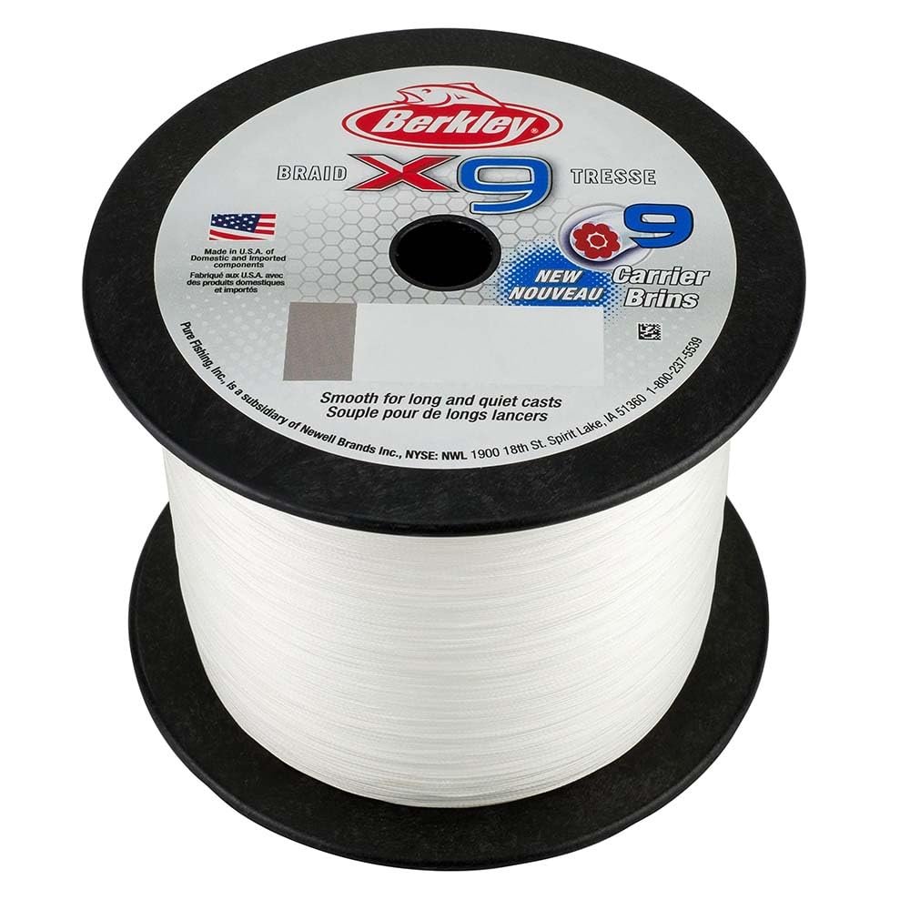 Berkley x9 Braid Superline, Crystal, 80lb test | 100 lbC | 45.6kg, 2188yd | 2000m Fishing Line, Suitable for Freshwater and Saltwater Environments