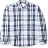 Amazon Essentials Men's Slim-Fit Long-Sleeve Poplin Shirt, White Navy Large Plaid, Large view 1