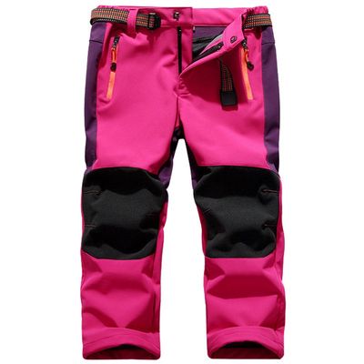 Jessie Kidden Kids Boys Girls Youth Waterproof Windproof Hiking Ski Snow Pants Elastic Waist Warm Insulated Fleece Lined Winter Pants #16010-Rose Red,4-5Years
