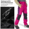 Jessie Kidden Kids Boys Girls Youth Waterproof Windproof Hiking Ski Snow Pants Elastic Waist Warm Insulated Fleece Lined Winter Pants #16010-Rose Red,4-5Years view 4