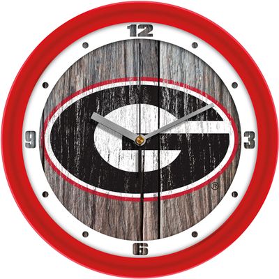 SunTime Georgia Bulldogs Wall Clock, Weathered Logo Print Art, Quiet Non Ticking Movement, 11.5"