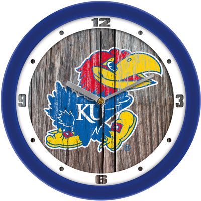 SunTime Kansas Jayhawk - Weathered Wood Wall Clock